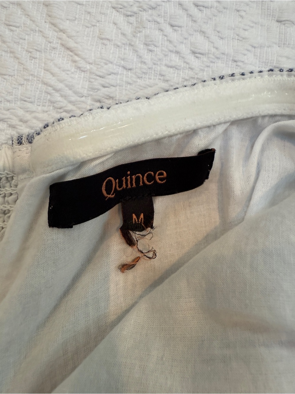 Quince 100% European Linen Strapless Maxi Dress Blue Pinstripe M Seersucker - Picture 8 of 8